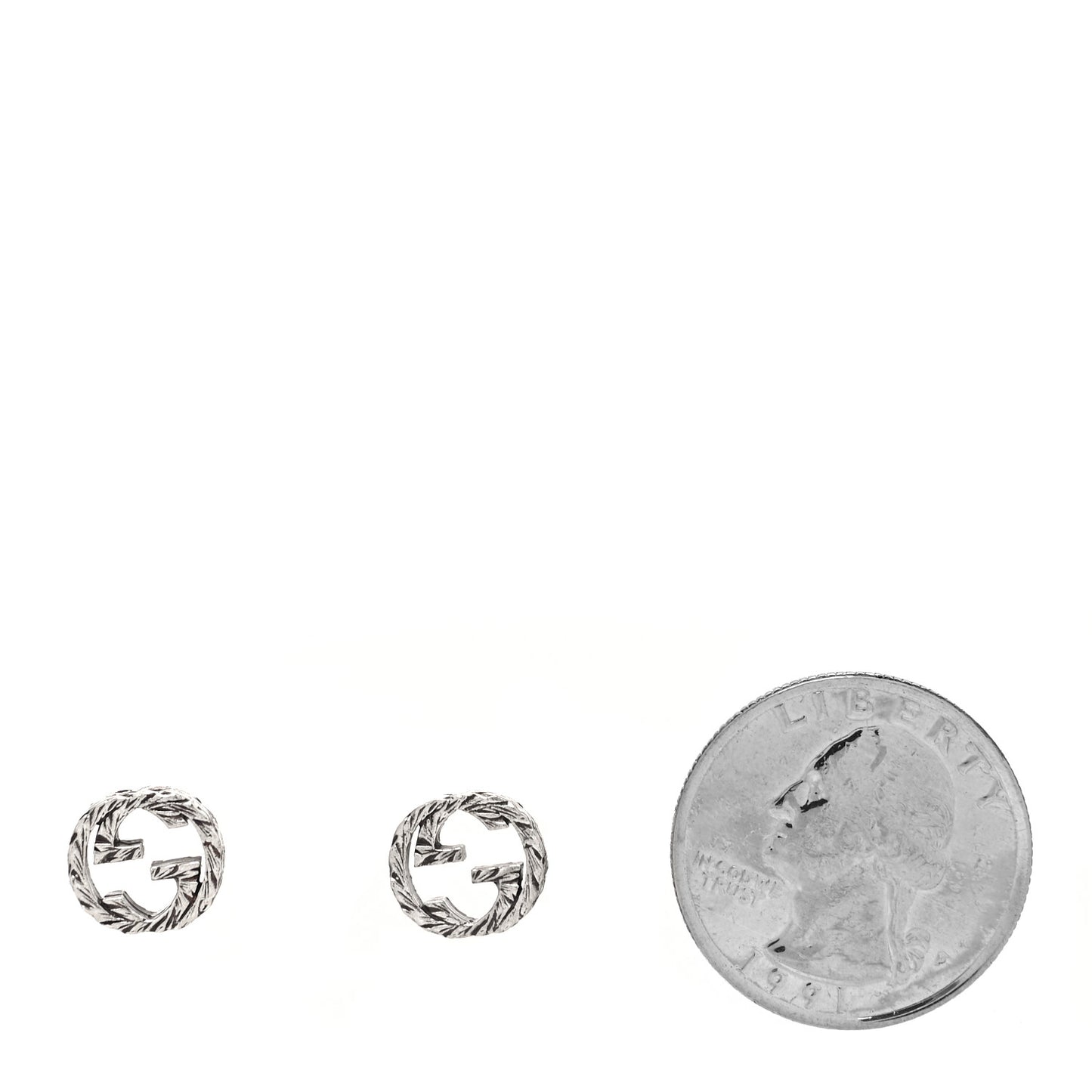 Sterling Silver Textured Interlocking G Stud Earrings