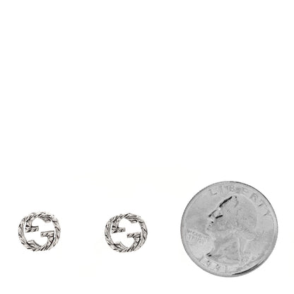Gucci Sterling Silver Textured Interlocking G Stud Earrings 2 of 7