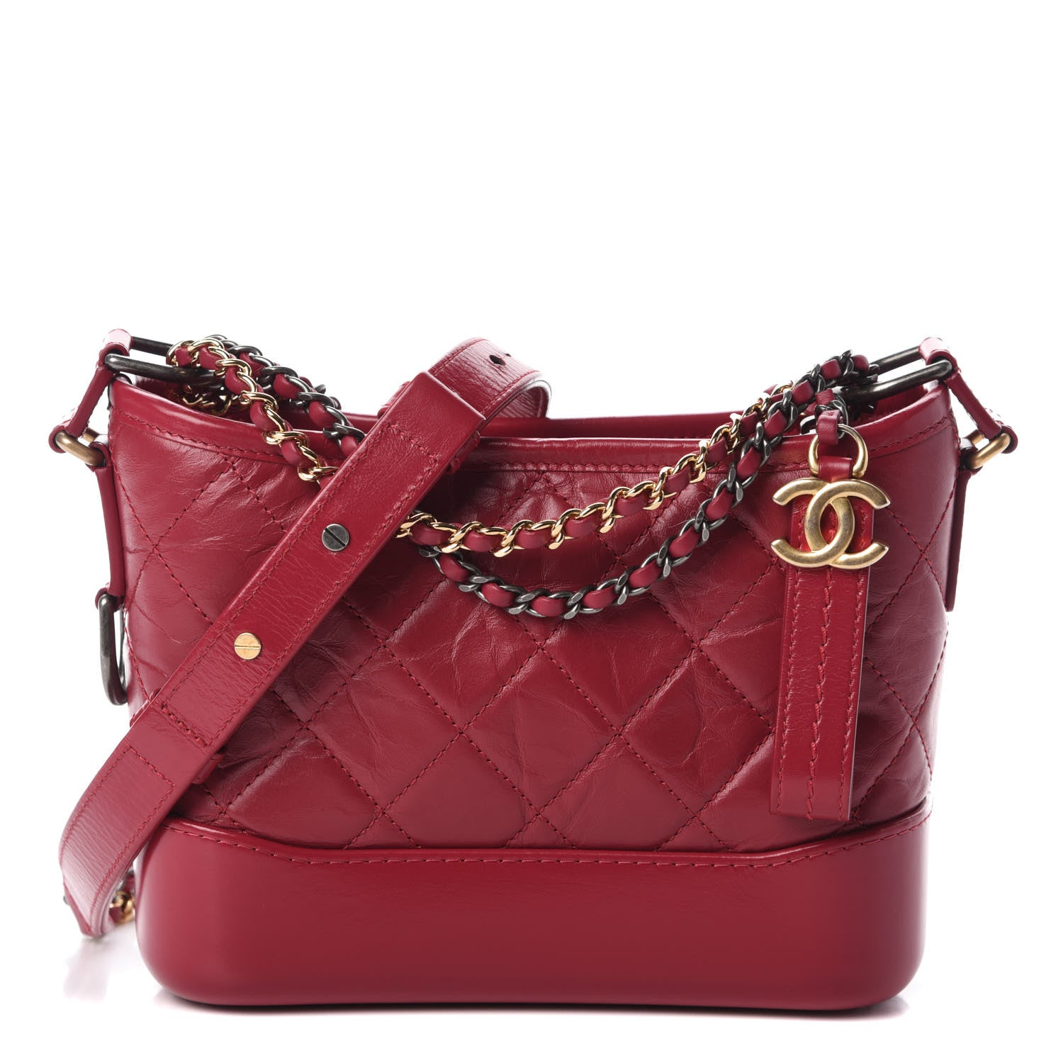Chanel Aged Calfskin Quilted Small Gabrielle Hobo Dark Pink 1 of 10