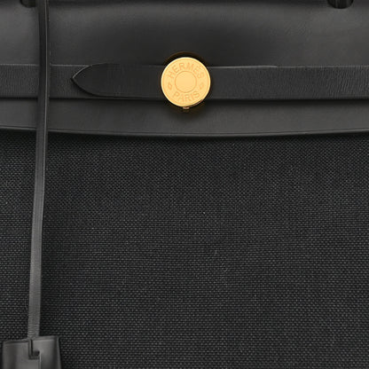 Hermes Military Toile Vache Hunter Herbag Zip PM 31 Black 9 of 12