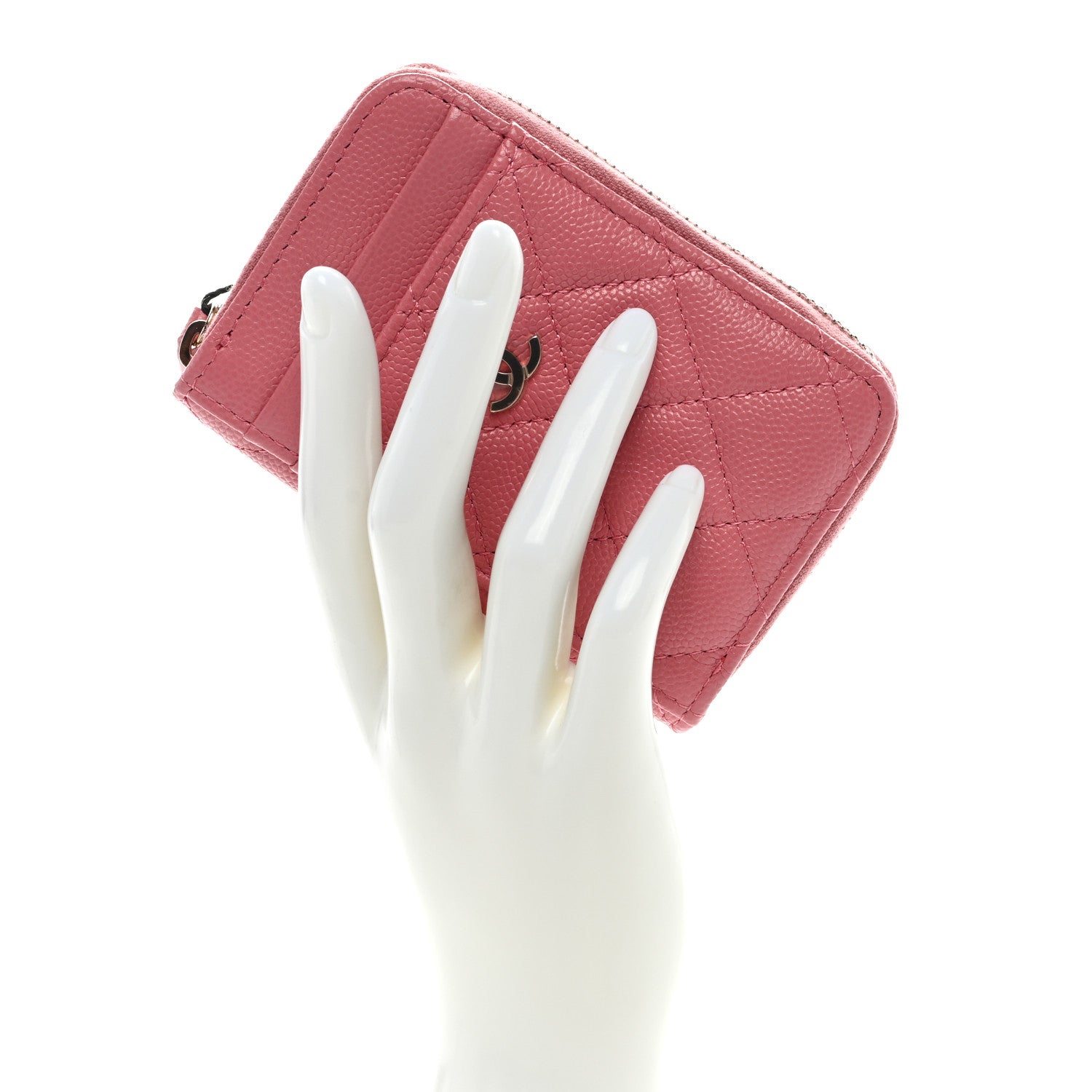 Chanel Caviar Quilted Zip Card Holder Pink 2 of 7