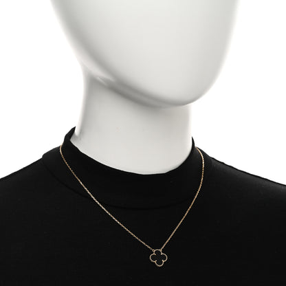 Van Cleef & Arpels 18K Yellow Gold Black Onyx Vintage Alhambra Pendant Necklace 2 of 5