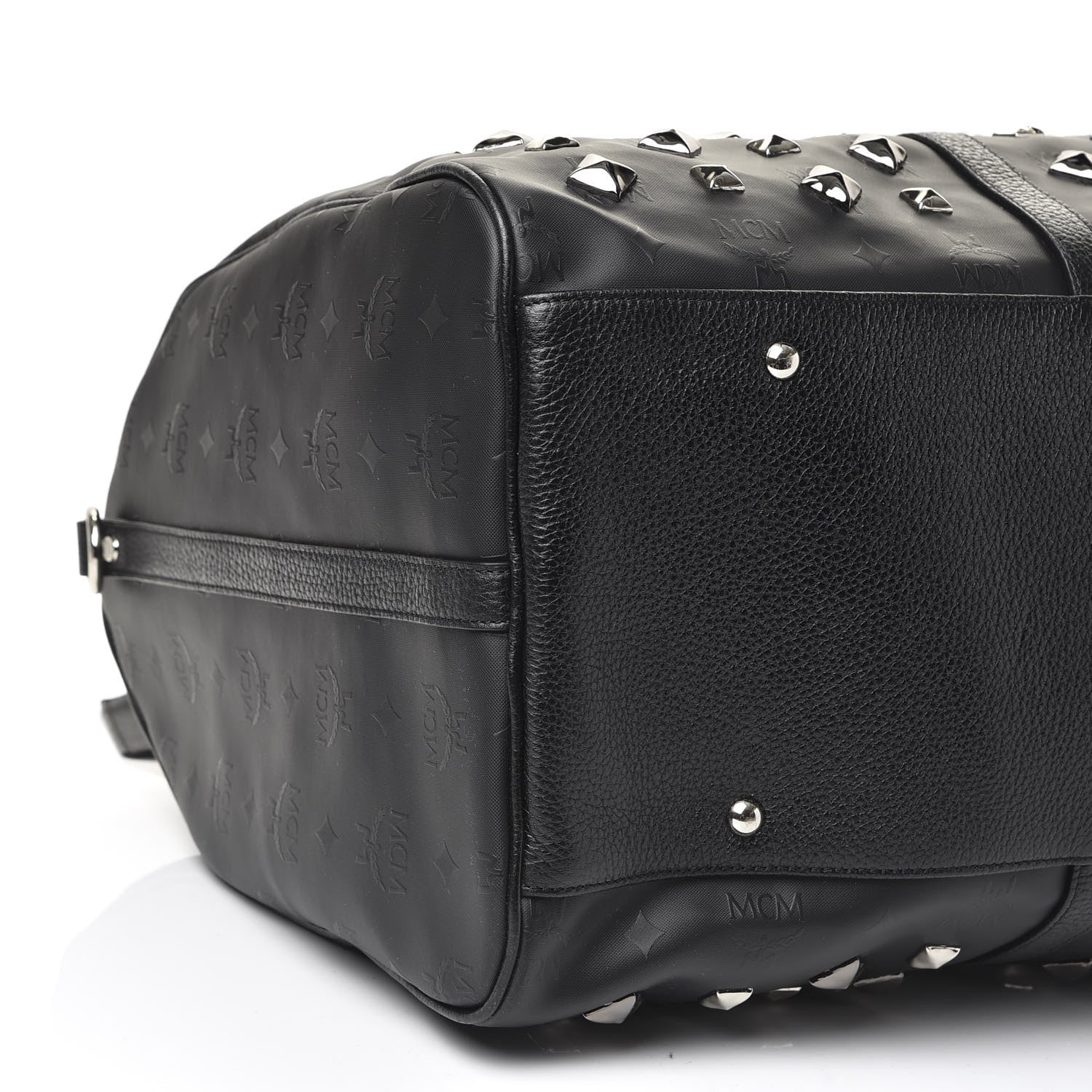 MCM Monogram Coated Canvas Spiked Weekender Black 5 of 8