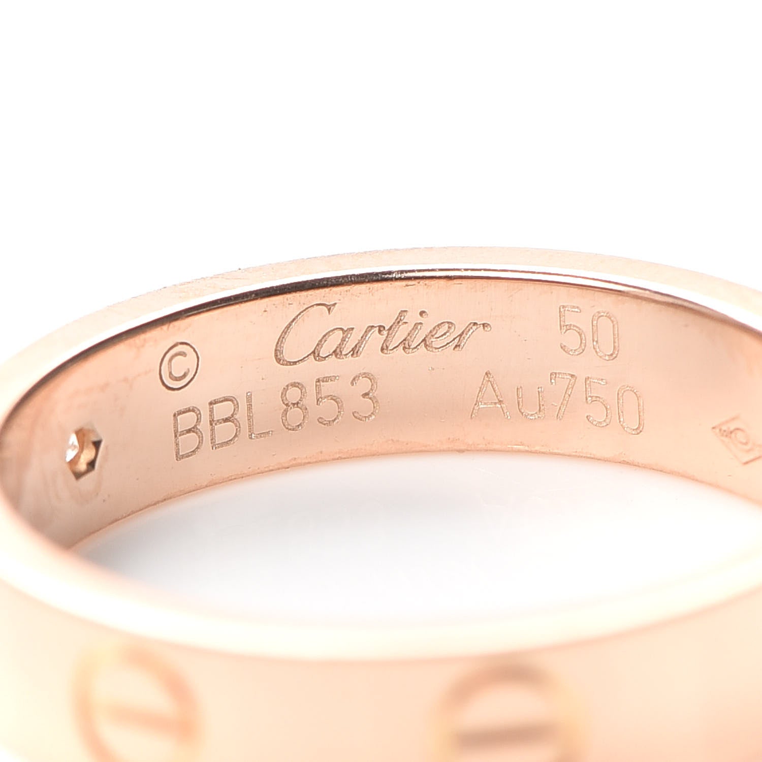 Cartier 18K Pink Gold Diamond 4mm LOVE Wedding Band Ring 50 5.25 4 of 4
