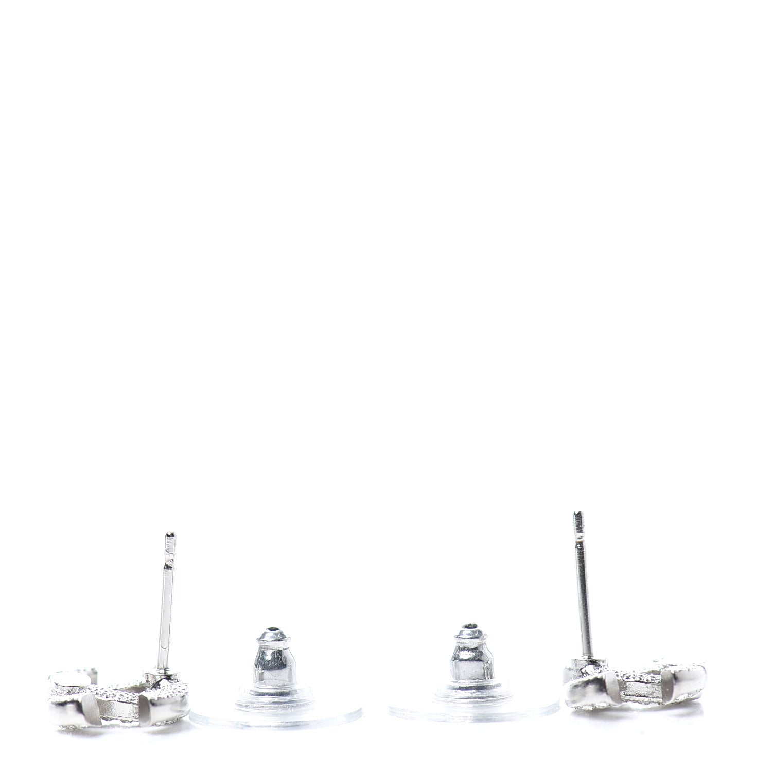 Chanel Crystal Mini Timeless CC Earrings Silver 3 of 4