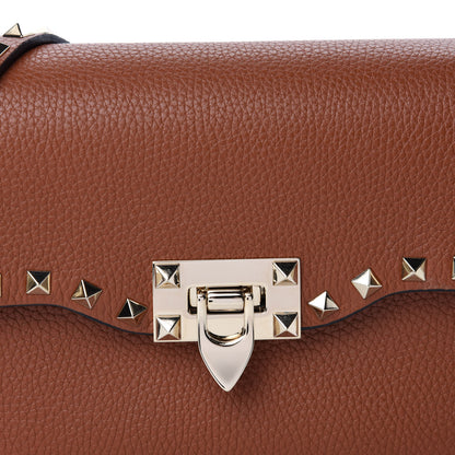 Valentino Garavani Pebbled Calfskin Medium Rockstud Flip Lock Crossbody Bag Brown 9 of 9
