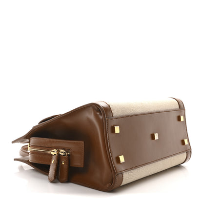 Saint Laurent Canvas Calfskin Small Uptown Tote Brown 4 of 10