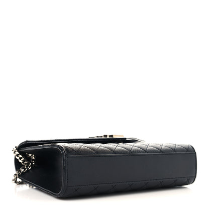 Saint Laurent Grain De Poudre Textured Mixed Matelasse Triquilt Medium Monogram Satchel Black 4 of 10