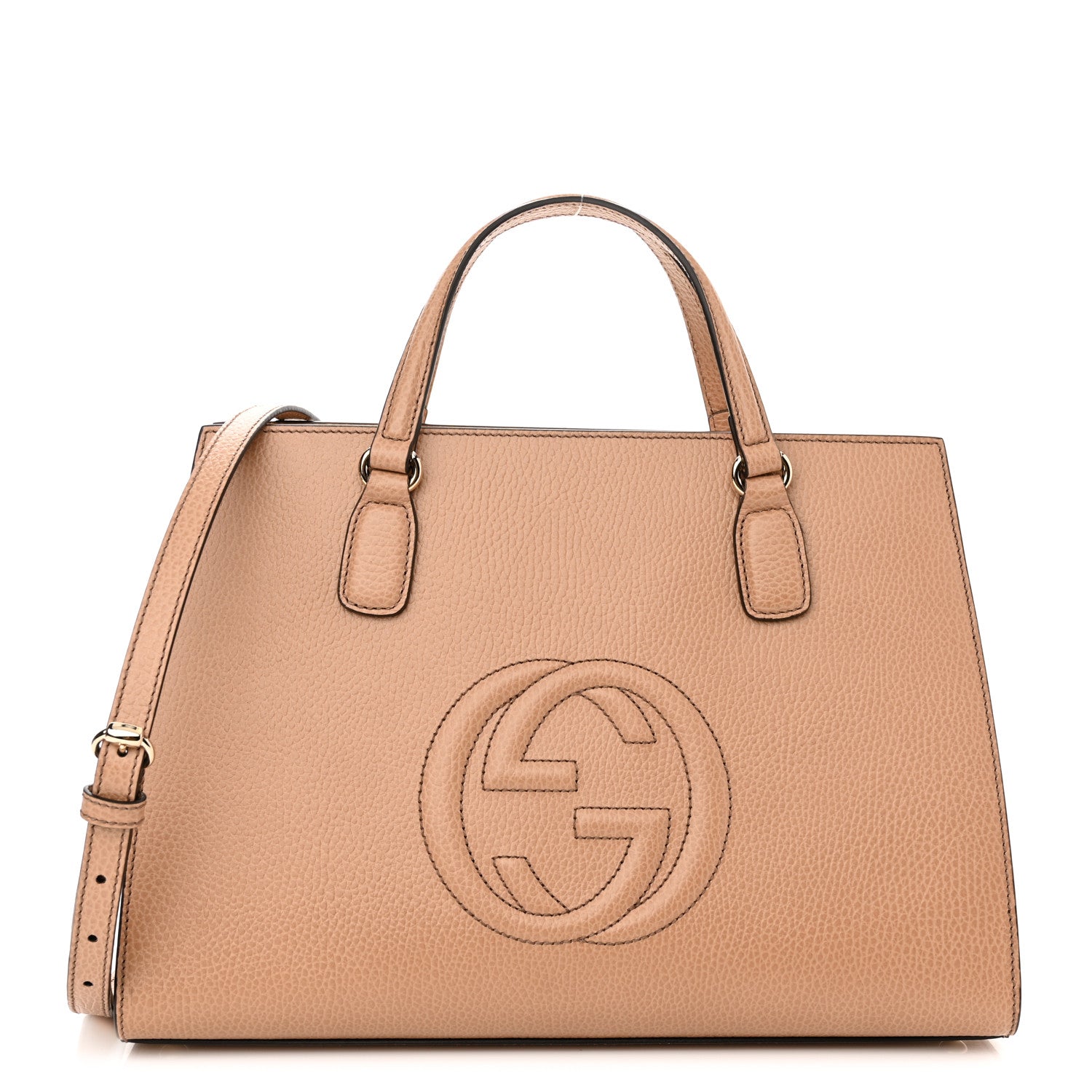 Gucci Dollar Calfskin Large Soho Top Handle Satchel Camelia 1 of 10