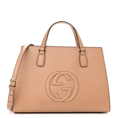 Gucci Dollar Calfskin Large Soho Top Handle Satchel Camelia 1 of 10