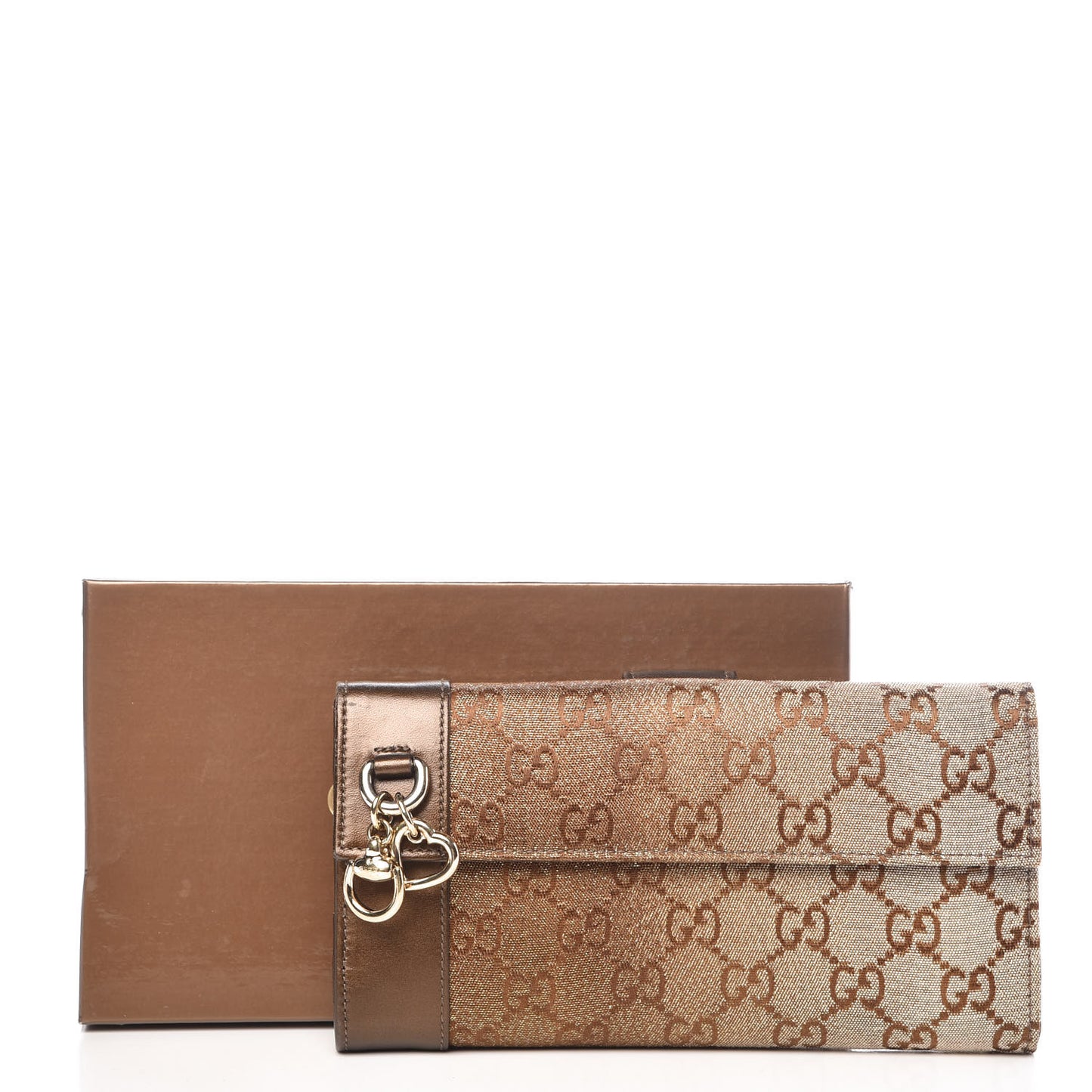 Metallic Monogram Continental Wallet Brown