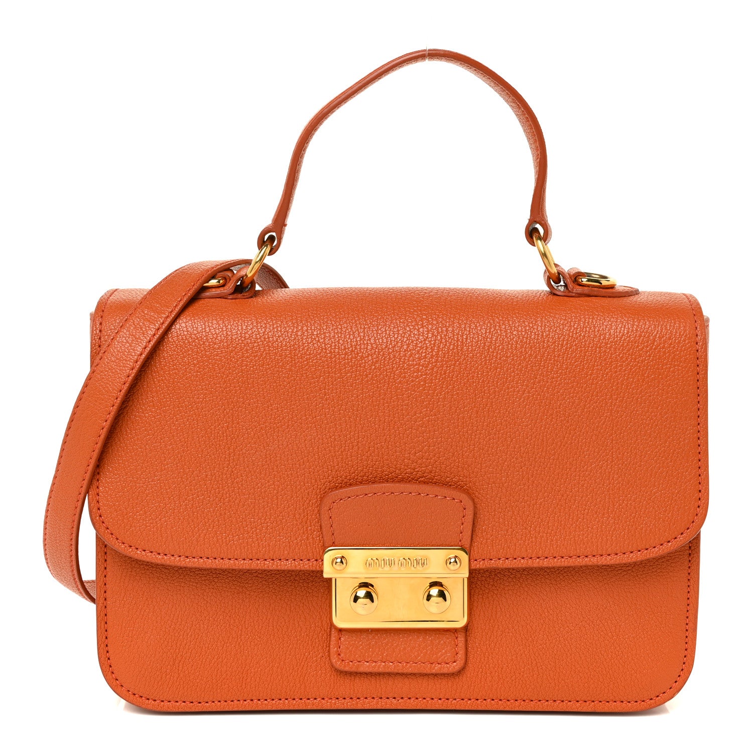 Miu Miu Goatskin Madras Shoulder Bag Papaya 1 of 13