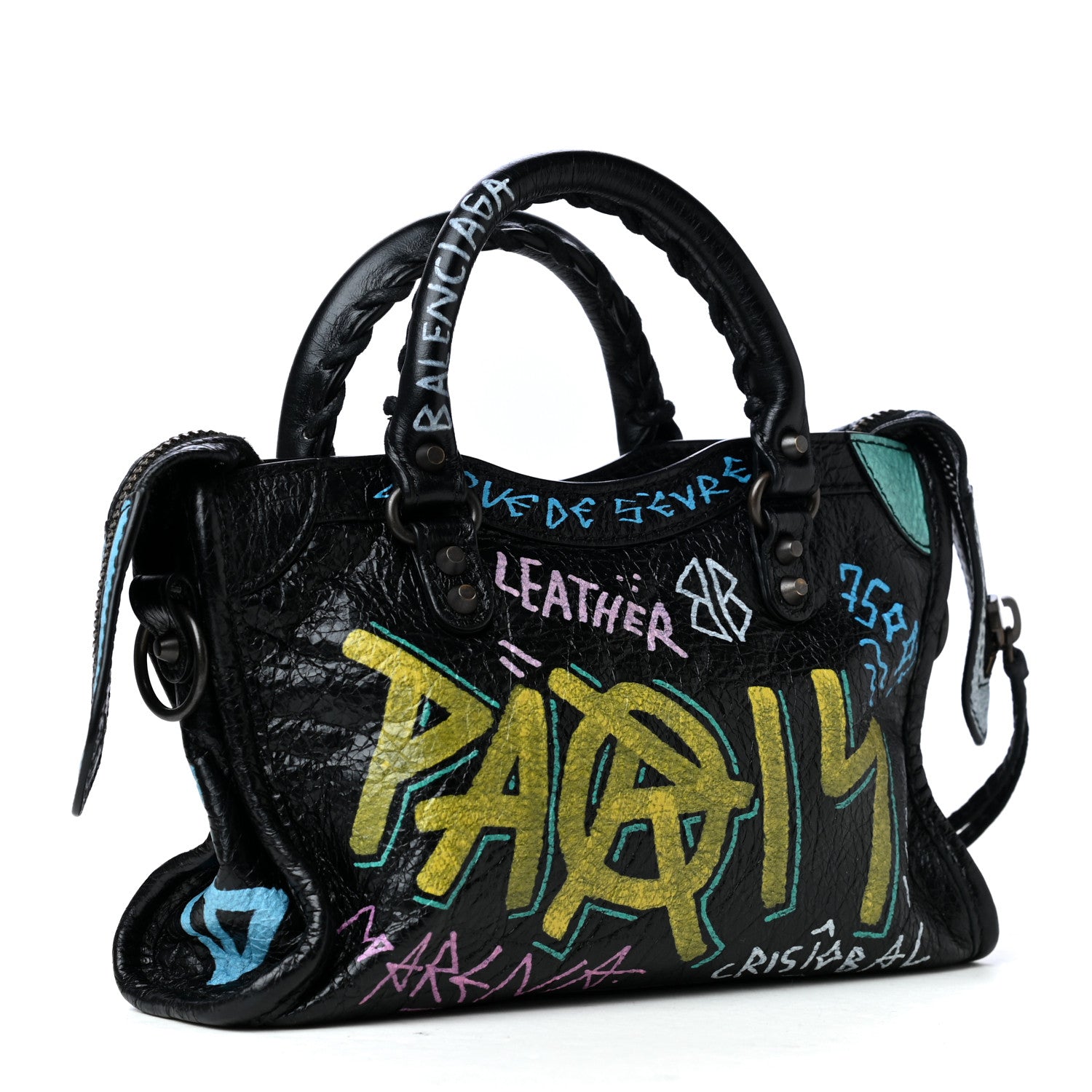 Balenciaga Agneau Graffiti Classic Hardware Nano City Black Multicolor 2 of 4