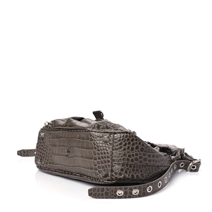 Balenciaga Extra Supple Calfskin Crocodile Embossed Medium Le Cagole Shoulder Bag Medium Grey 8 of 8