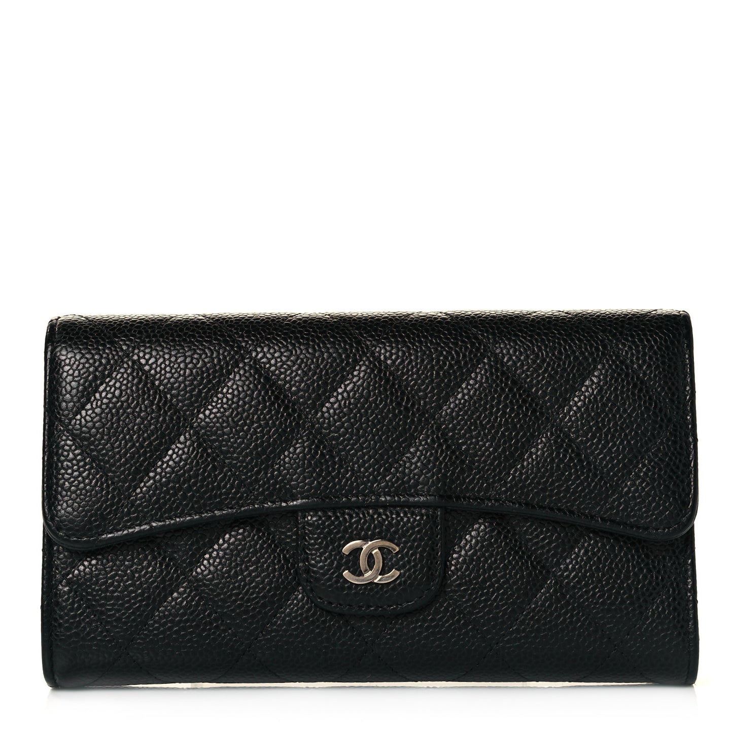 Caviar Quilted Medium Flap Wallet Black