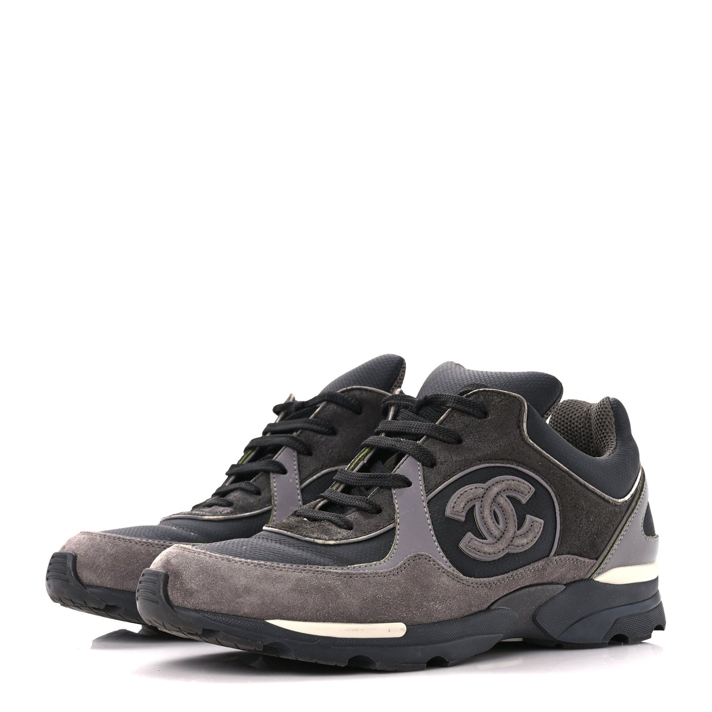Calfskin Suede CC Sneakers 39 Black Grey