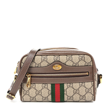 Gucci GG Supreme Monogram Web Mini Ophidia Shoulder Bag Brown 1 of 11