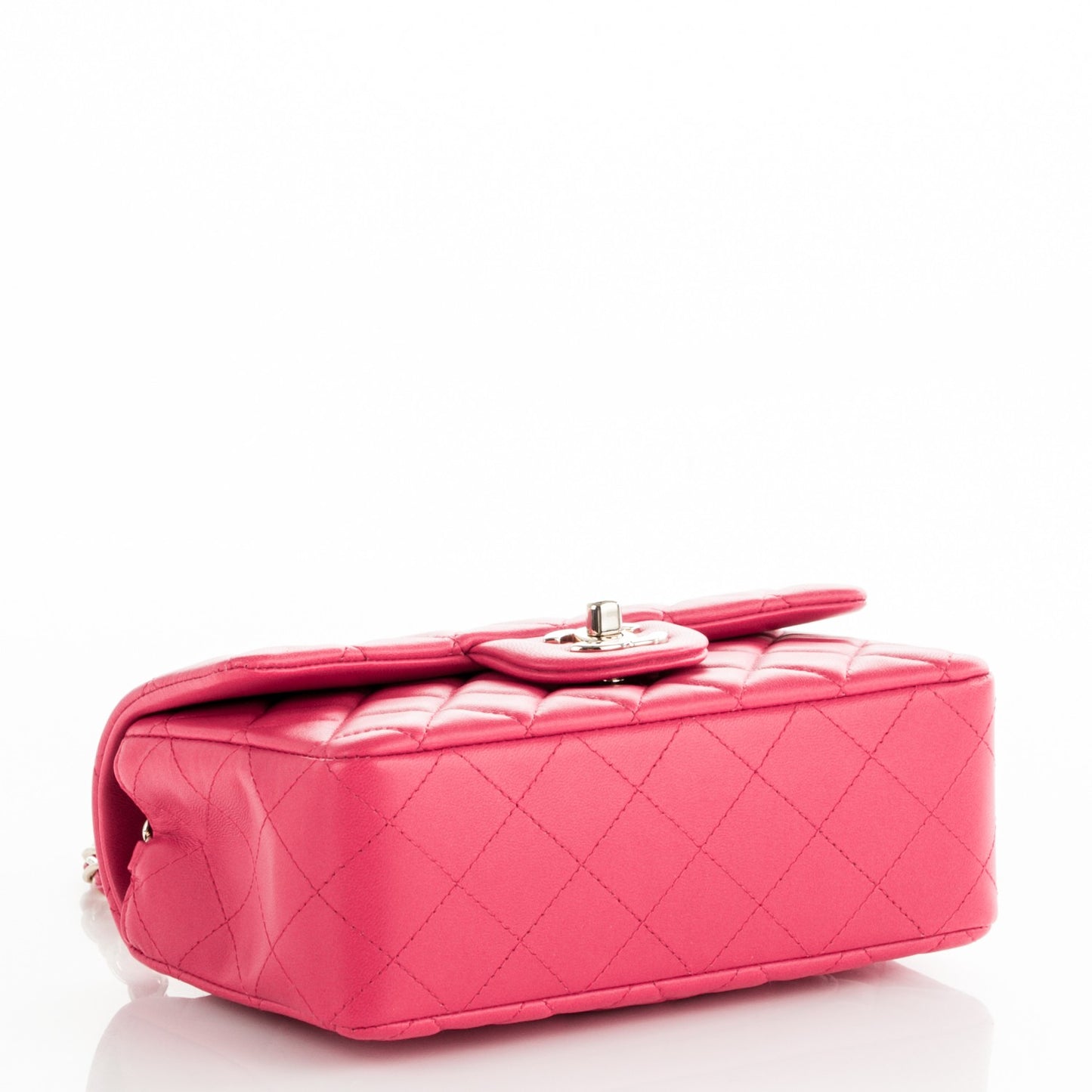 Lambskin Quilted Mini Rectangular Flap Fuchsia