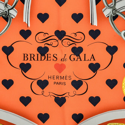 Hermes Silk Brides De Gala Love Scarf 90 Orange Marine White 2 of 7