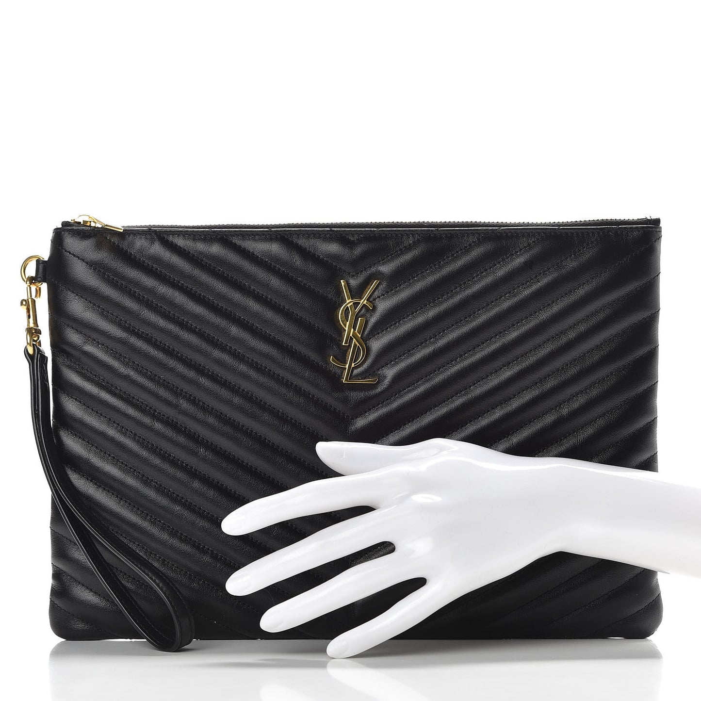 Calfskin Matelasse Monogram Cassandre Tablet Pouch Black