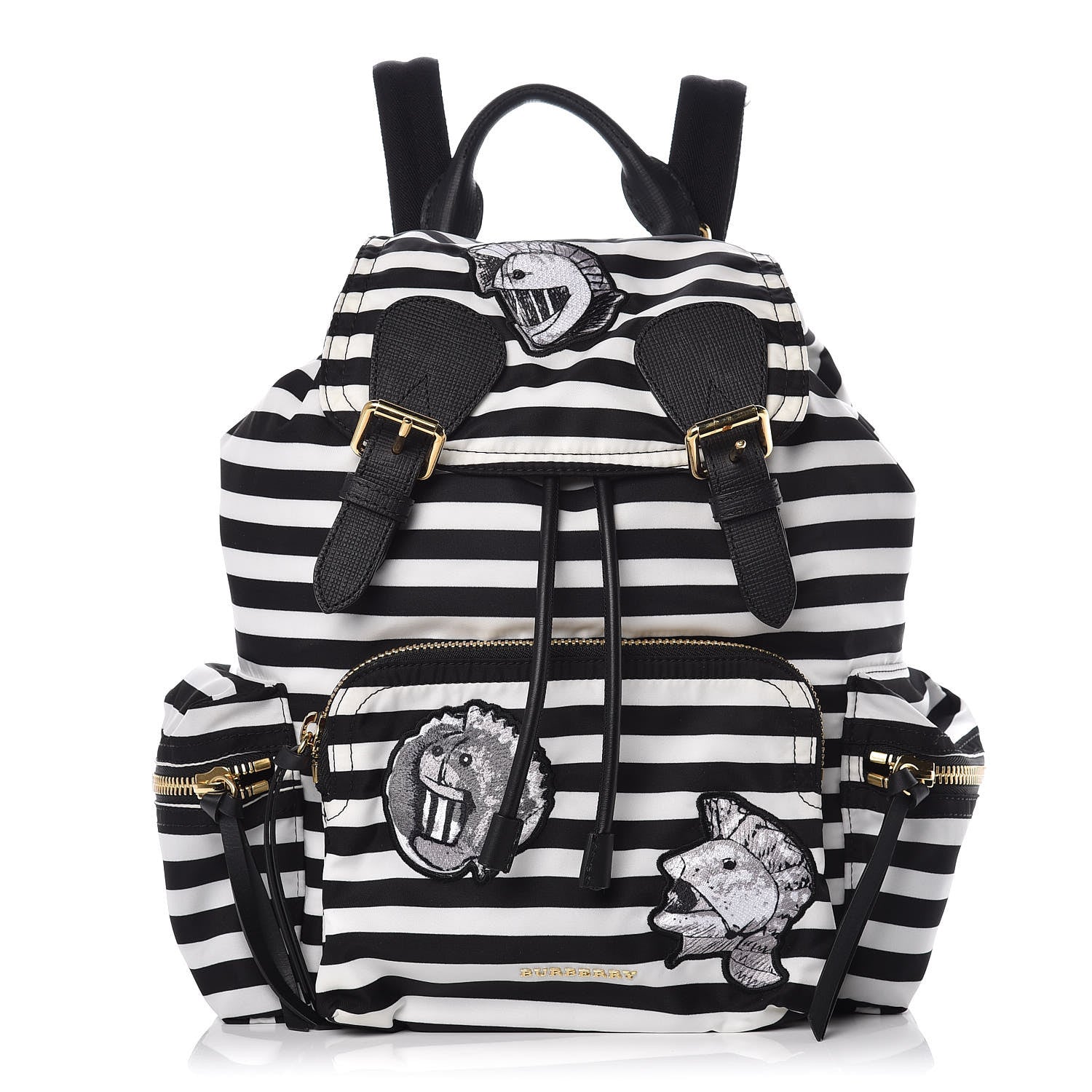 Burberry Nylon Striped Medium Rucksack Backpack Black White 1 of 9