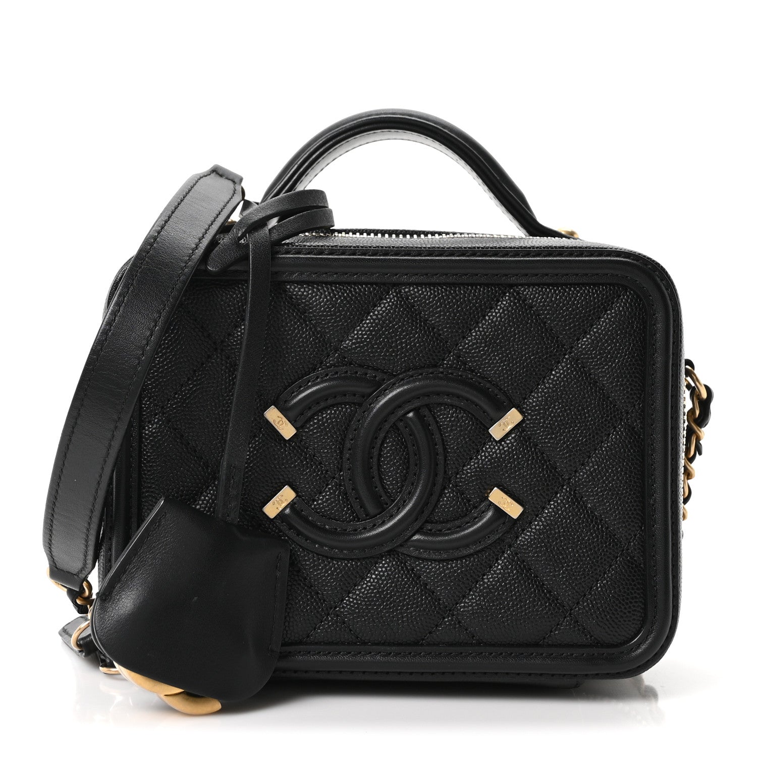 Chanel Caviar Quilted Small CC Filigree Vanity Case Black 1 of 10