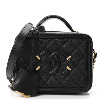 Chanel Caviar Quilted Small CC Filigree Vanity Case Black 1 of 10