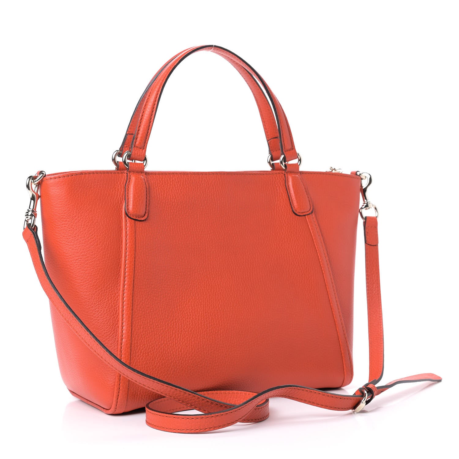 Gucci Pebbled Calfskin Small Soho Top Handle Bag Sun Orange 3 of 9