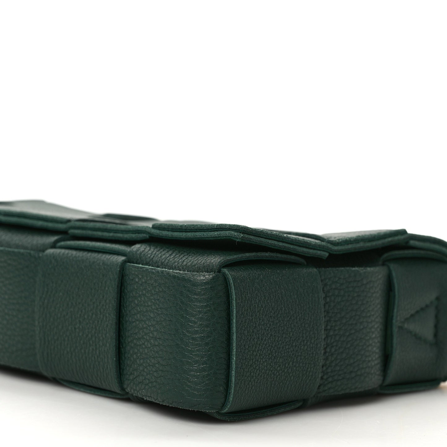 Grained Calfskin Maxi Intrecciato Cassette Crossbody Bag Raintree Green