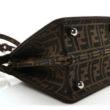 Fendi Fabric Jacquard FF 1974 Crystal Petite Peekaboo I SEE U Satchel Tabacco Moro 8 of 9