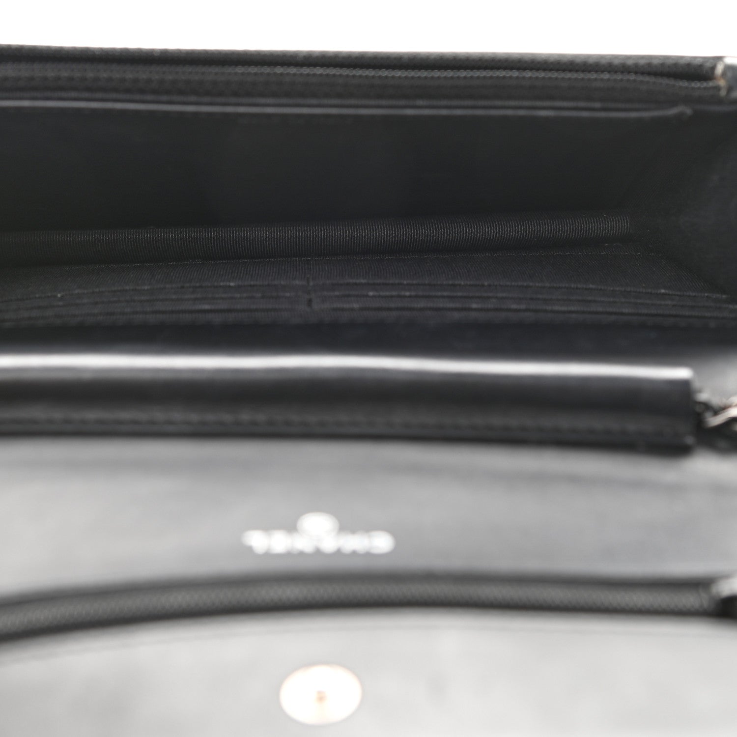 Chanel Glazed Aged Calfskin Reissue Wallet On Chain WOC Black 6 of 12