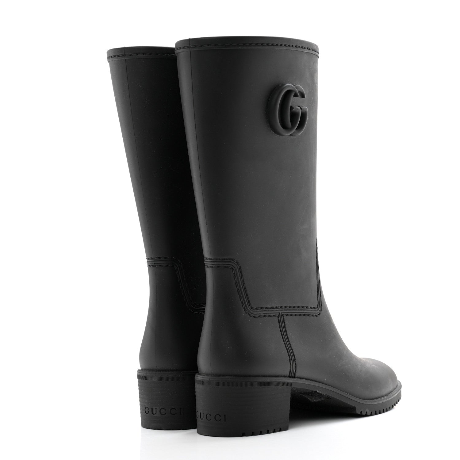 Gucci Rubber Double G Womens Rain Boots 39 Black 4 of 11