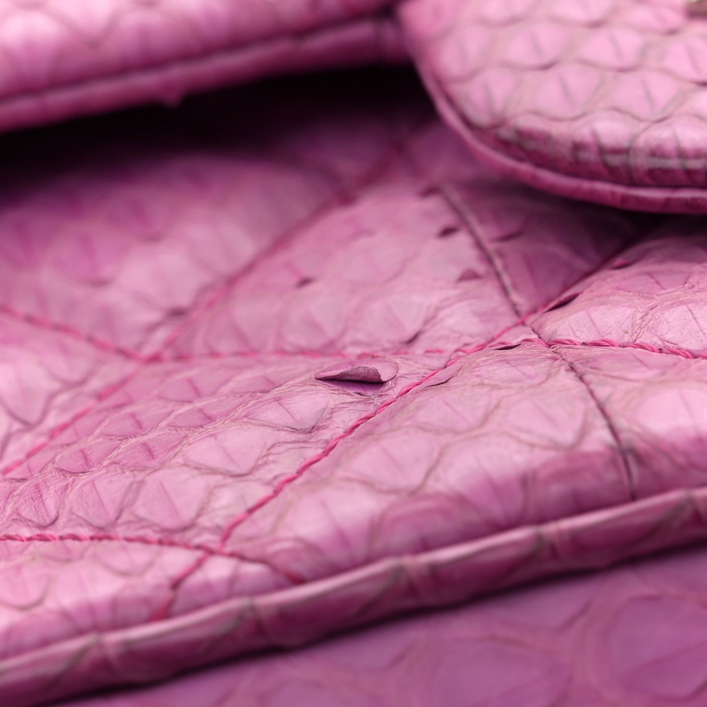 Elaphe Snakeskin Quilted Jumbo Easy Carry Flap Purple