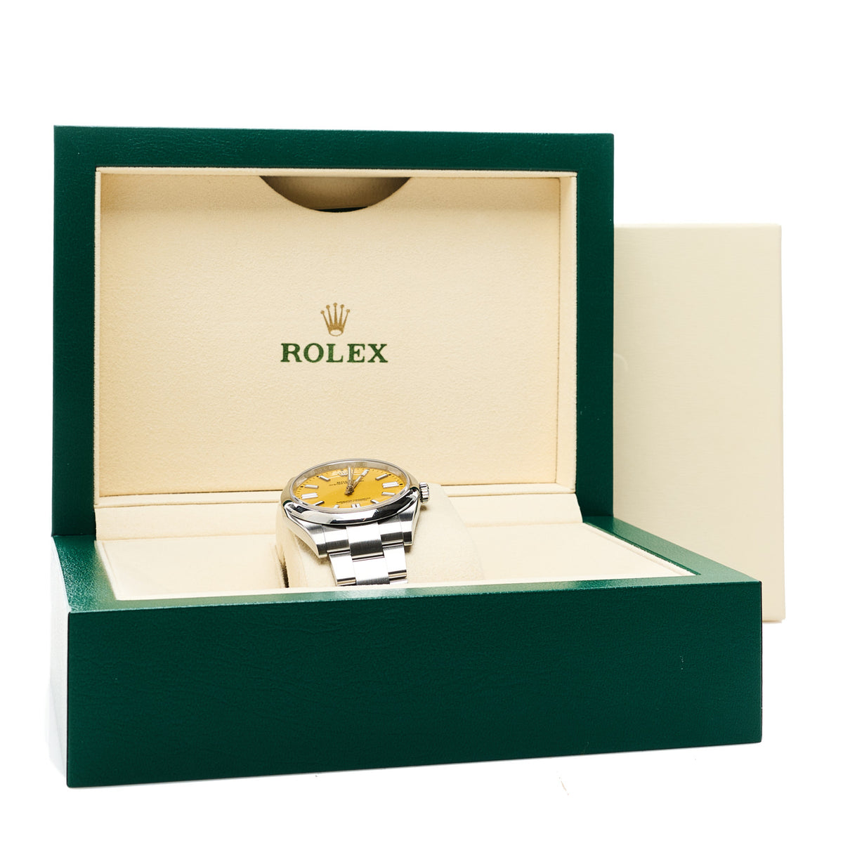 Stainless Steel 41mm Oyster Perpetual Watch Yellow 124300