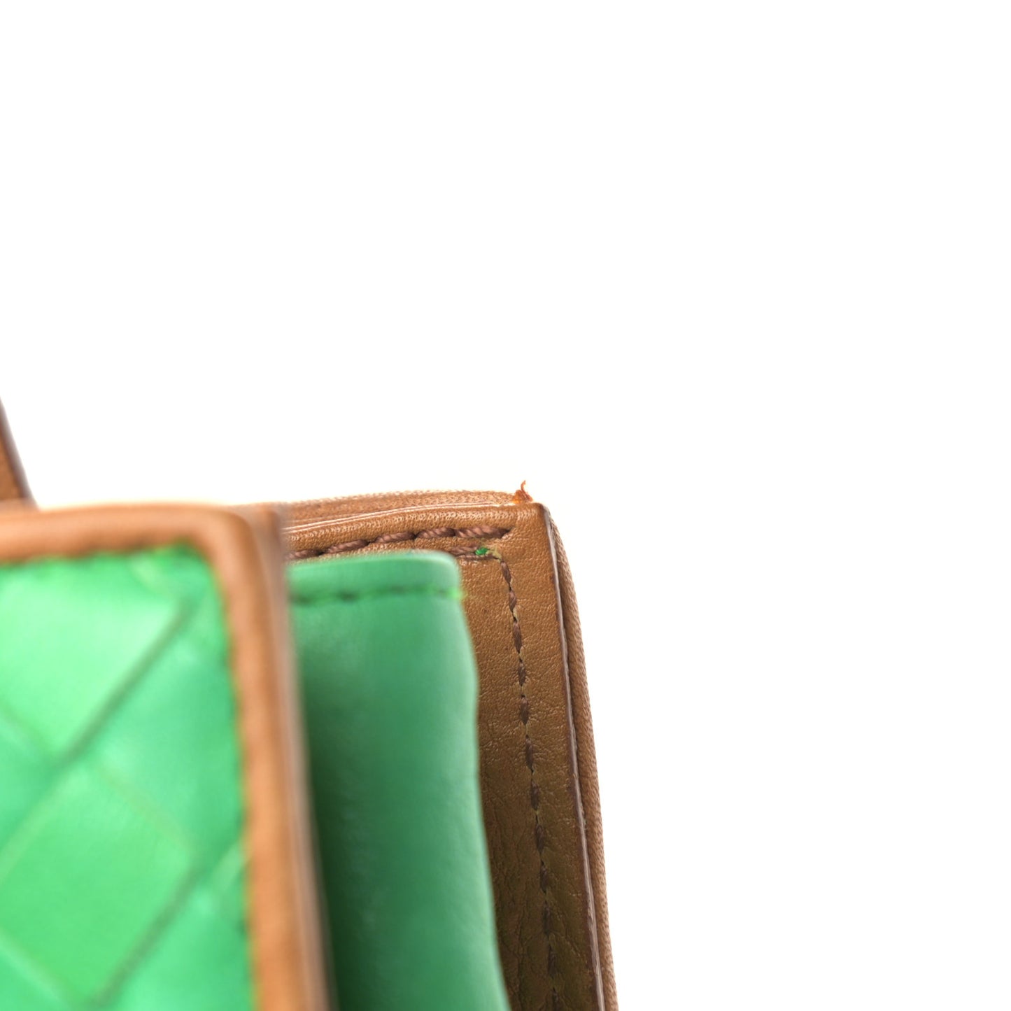 Nappa Intrecciato Bi-Color Top Handle Tote Green Brown