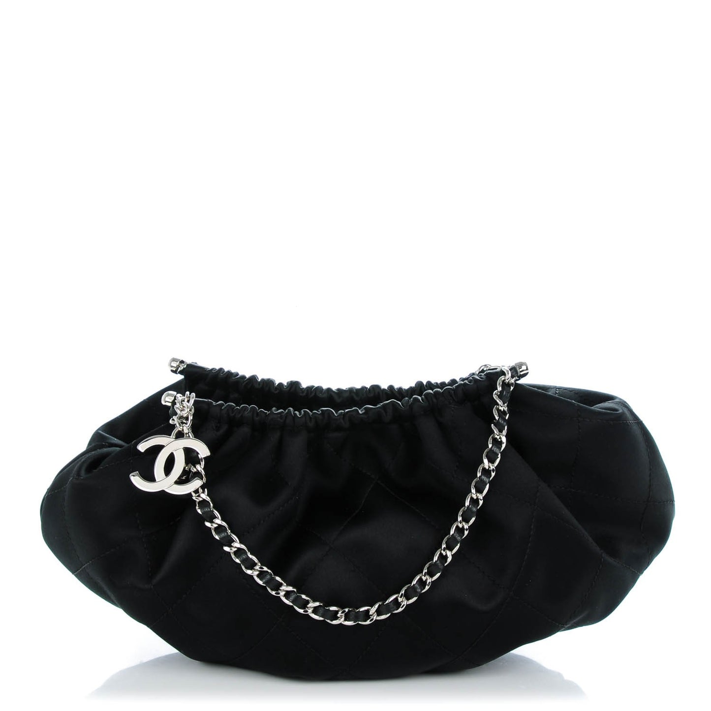 Satin Stitched Croissant Bag Black
