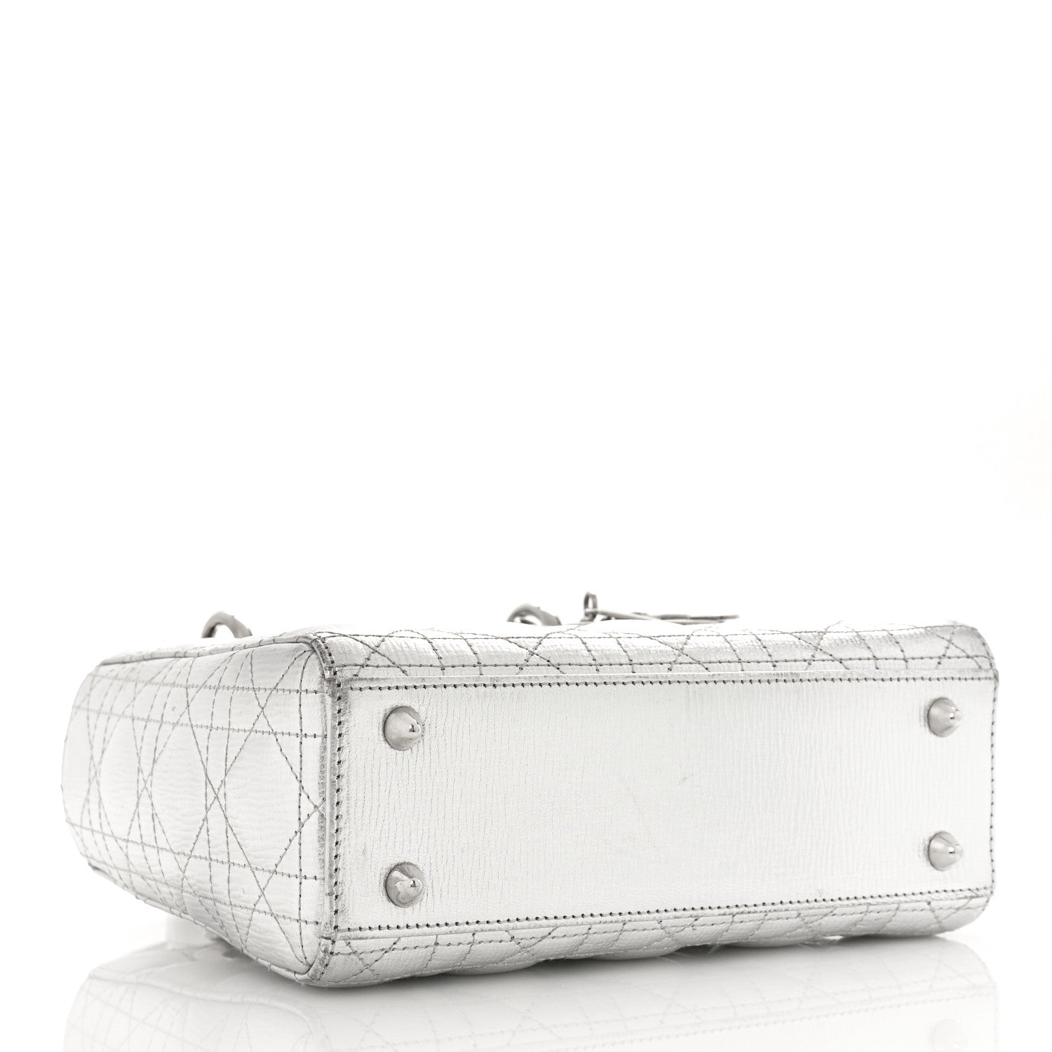 Christian Dior Metallic Grained Calfskin Cannage Small Lucky Badges My Lady Dior Silver 4 of 10