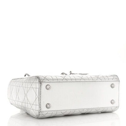 Christian Dior Metallic Grained Calfskin Cannage Small Lucky Badges My Lady Dior Silver 4 of 10
