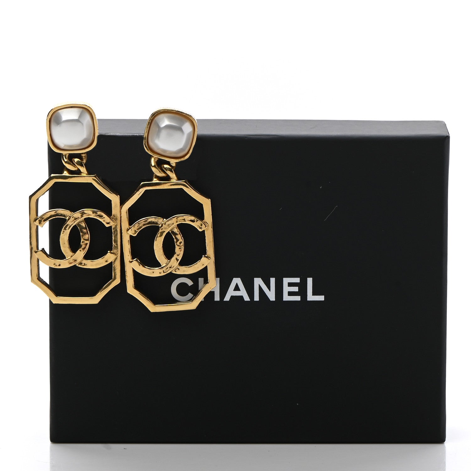Chanel Metal Pearl CC Drop Earrings Gold 5 of 5