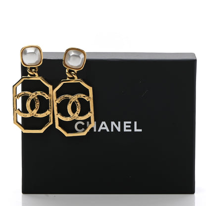 Chanel Metal Pearl CC Drop Earrings Gold 5 of 5