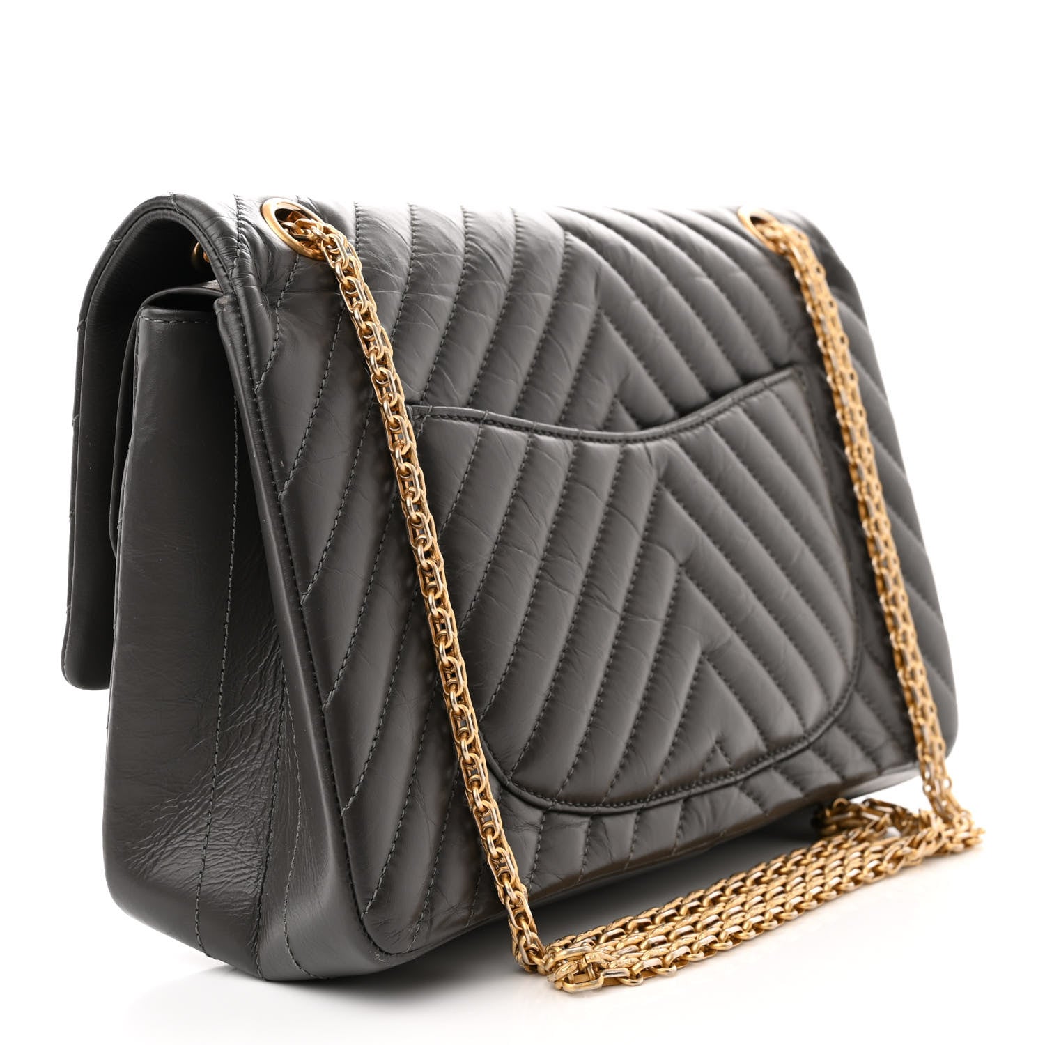 Chanel Aged Calfskin Chevron Quilted 2.55 Reissue 226 Flap Dark Grey 3 of 12