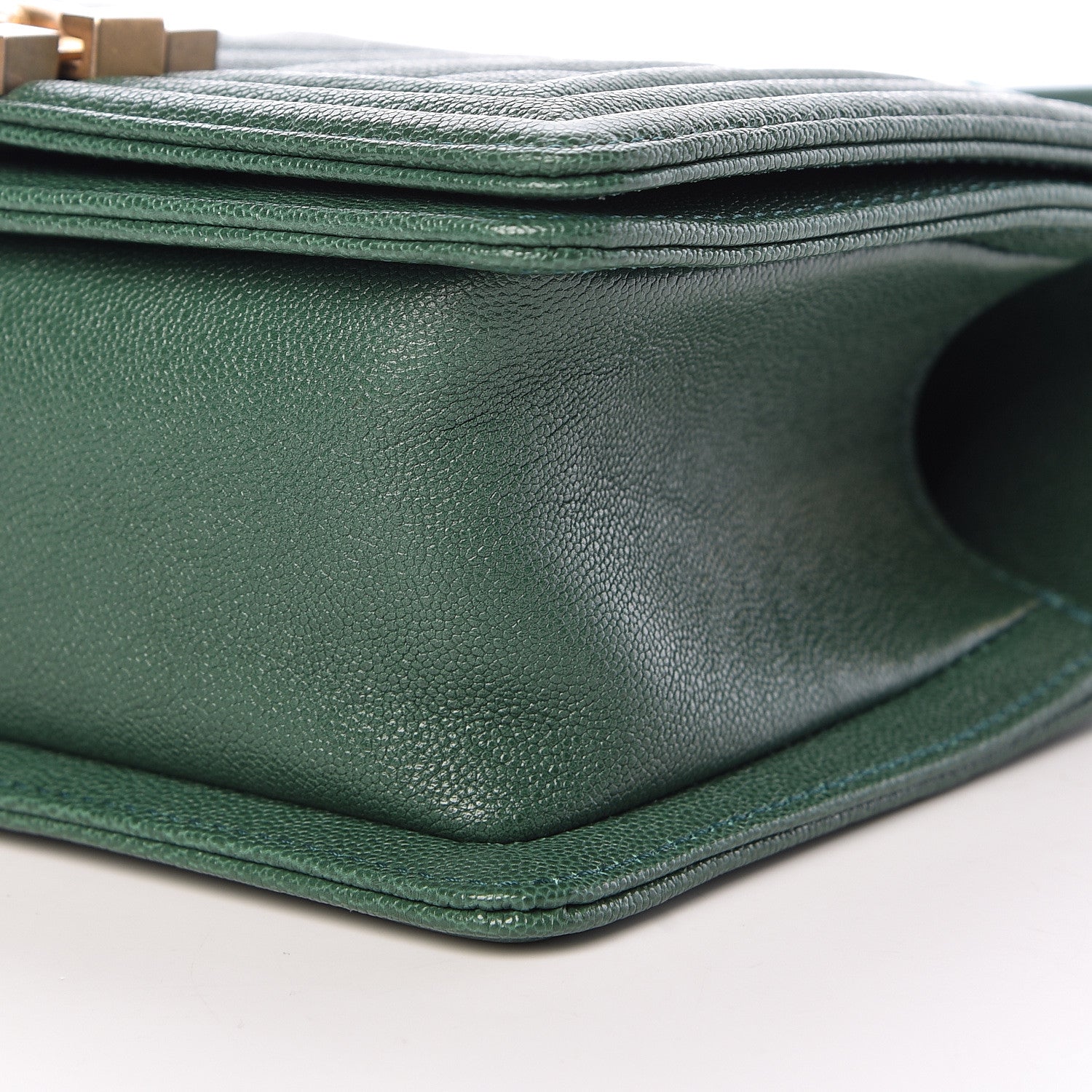 Chanel Caviar Chevron Quilted Small Boy Flap Green 10 of 11