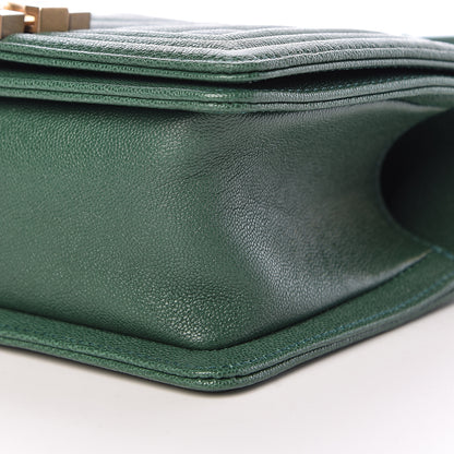 Chanel Caviar Chevron Quilted Small Boy Flap Green 10 of 11