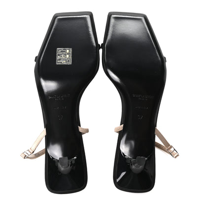 Saint Laurent Satin Slingback Jaspe 55 Sandals  37 Black Partridge Pink 6 of 9