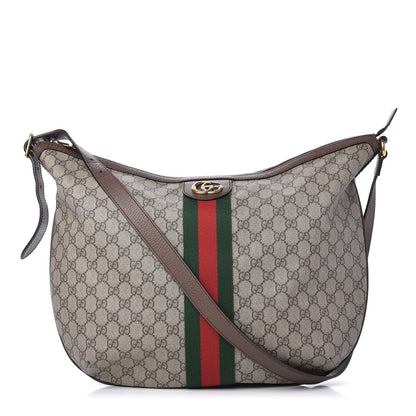Gucci GG Supreme Monogram Web Ophidia Half Moon Hobo Brown 1 of 9