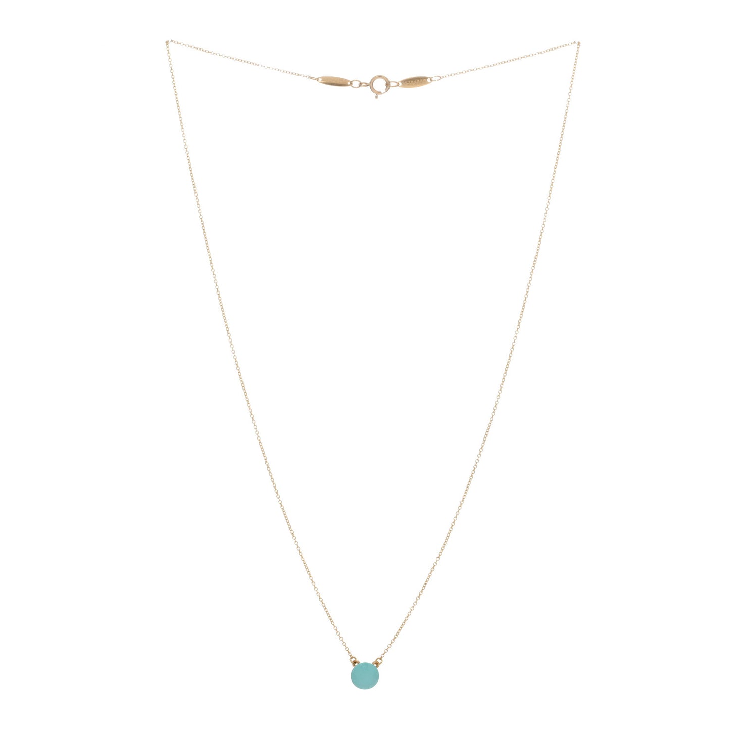 18K Yellow Gold Turquoise Elsa Peretti 1 Carat Pendant Necklace