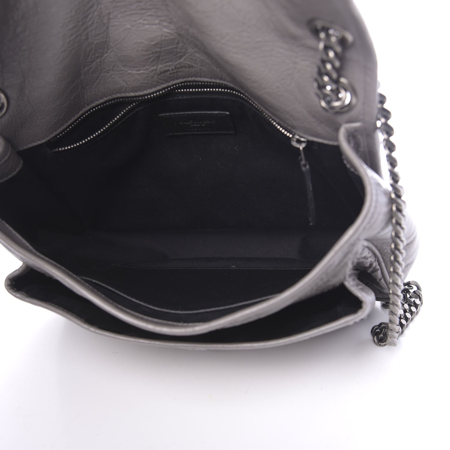 Saint Laurent Crinkled Calfskin Matelasse Monogram Medium Niki Chain Satchel Fog 5 of 10