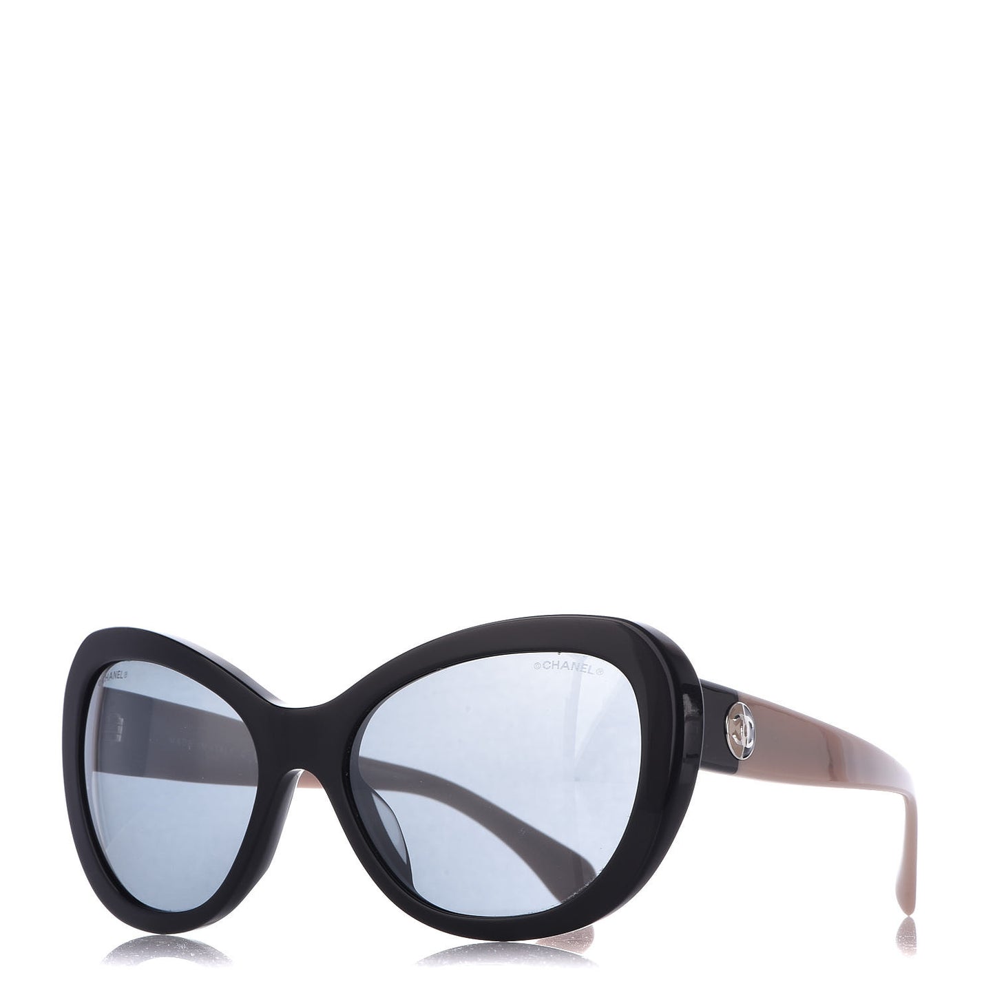 Acetate Cat Eye Sunglasses 5321-A Black Beige