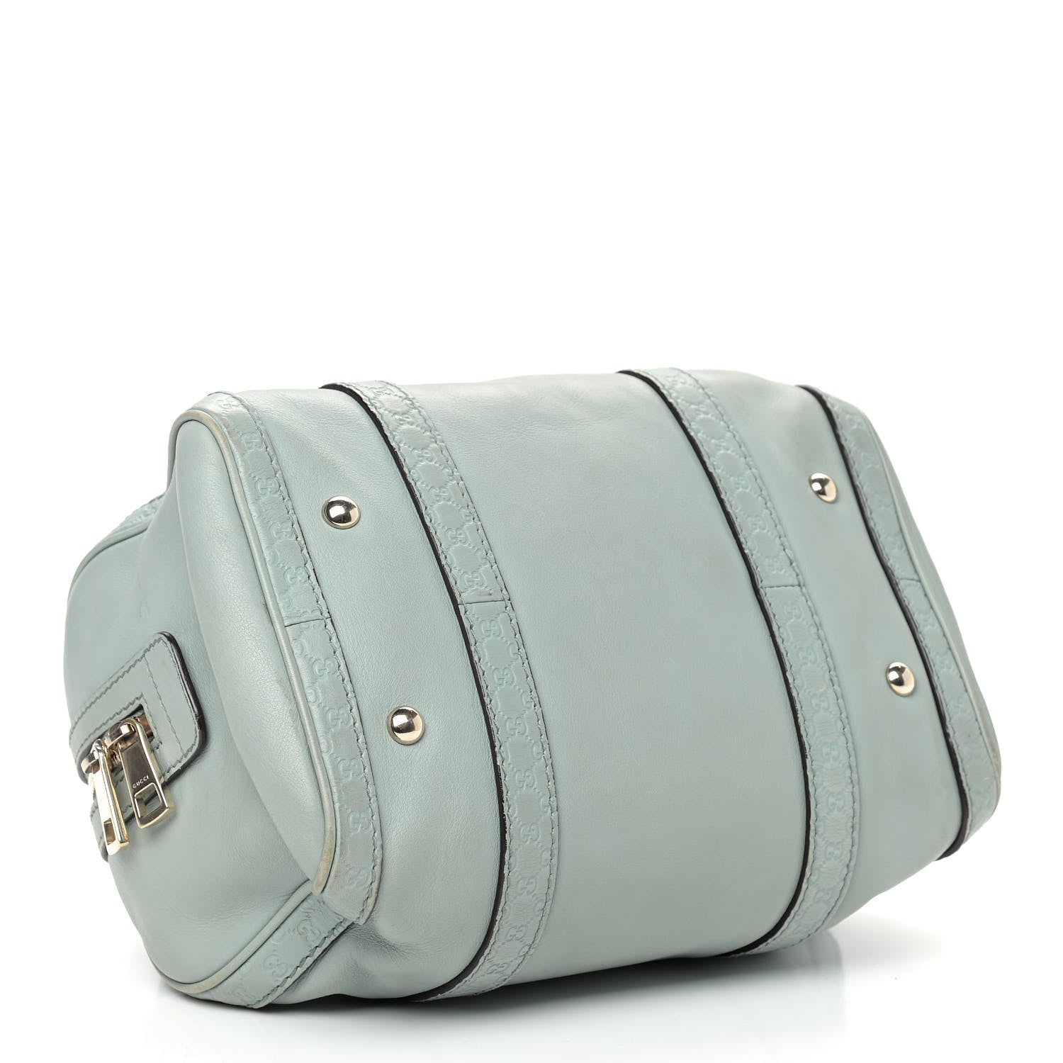 Gucci Calfskin Microguccissima Trim Small Boston Light Blue 4 of 14