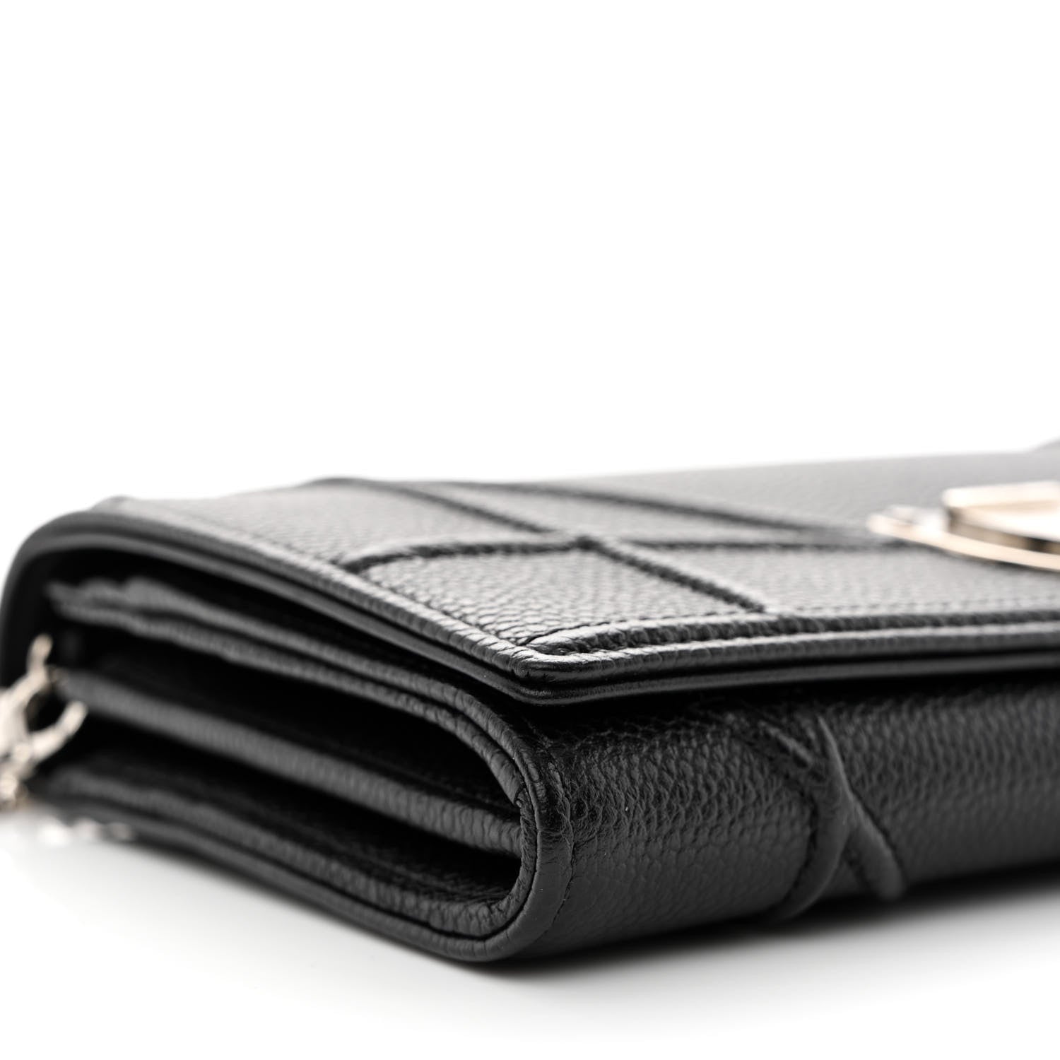 Christian Dior Grained Calfskin Diorama Wallet on Chain Pouch Black 9 of 10